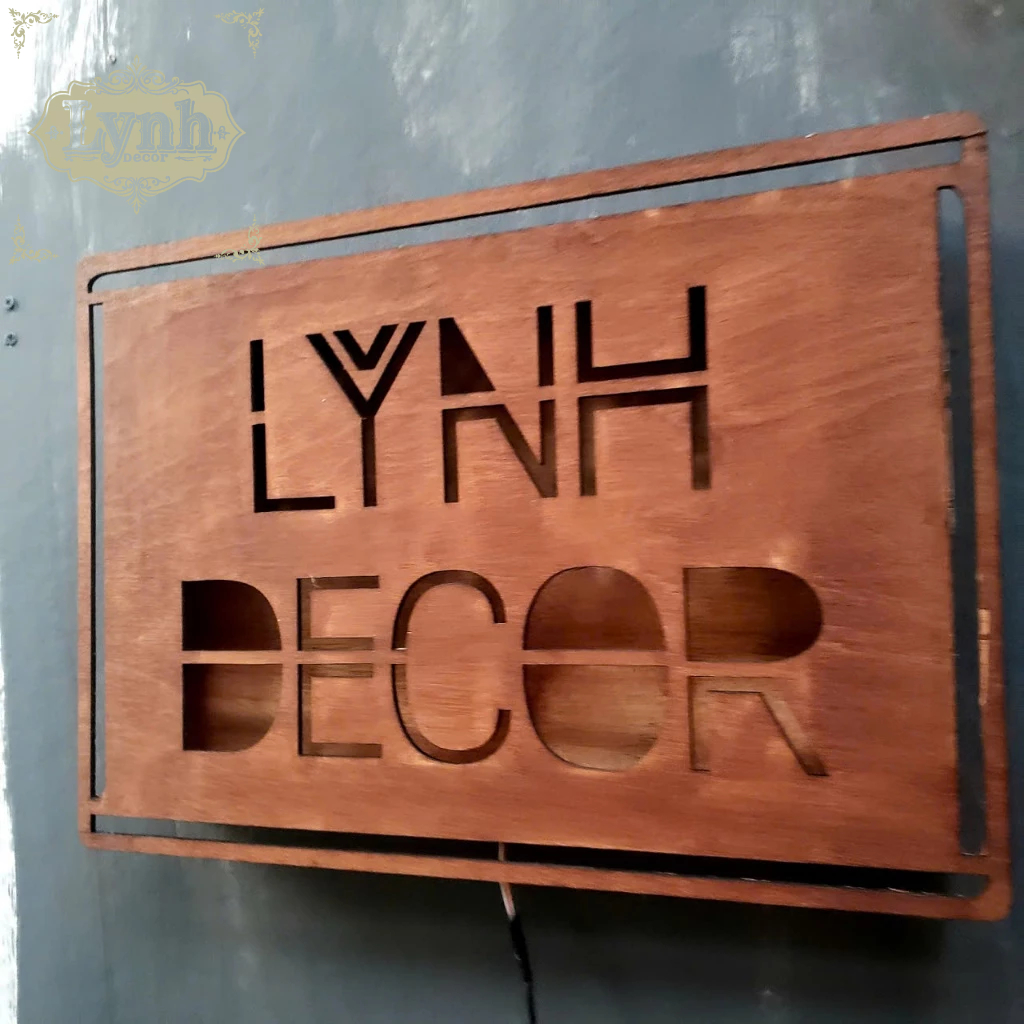 Bảng hiệu gỗ plywood đèn LED treo tường  - MIỄN PHÍ THIẾT KẾ IN MÀU THEO YÊU CẦU