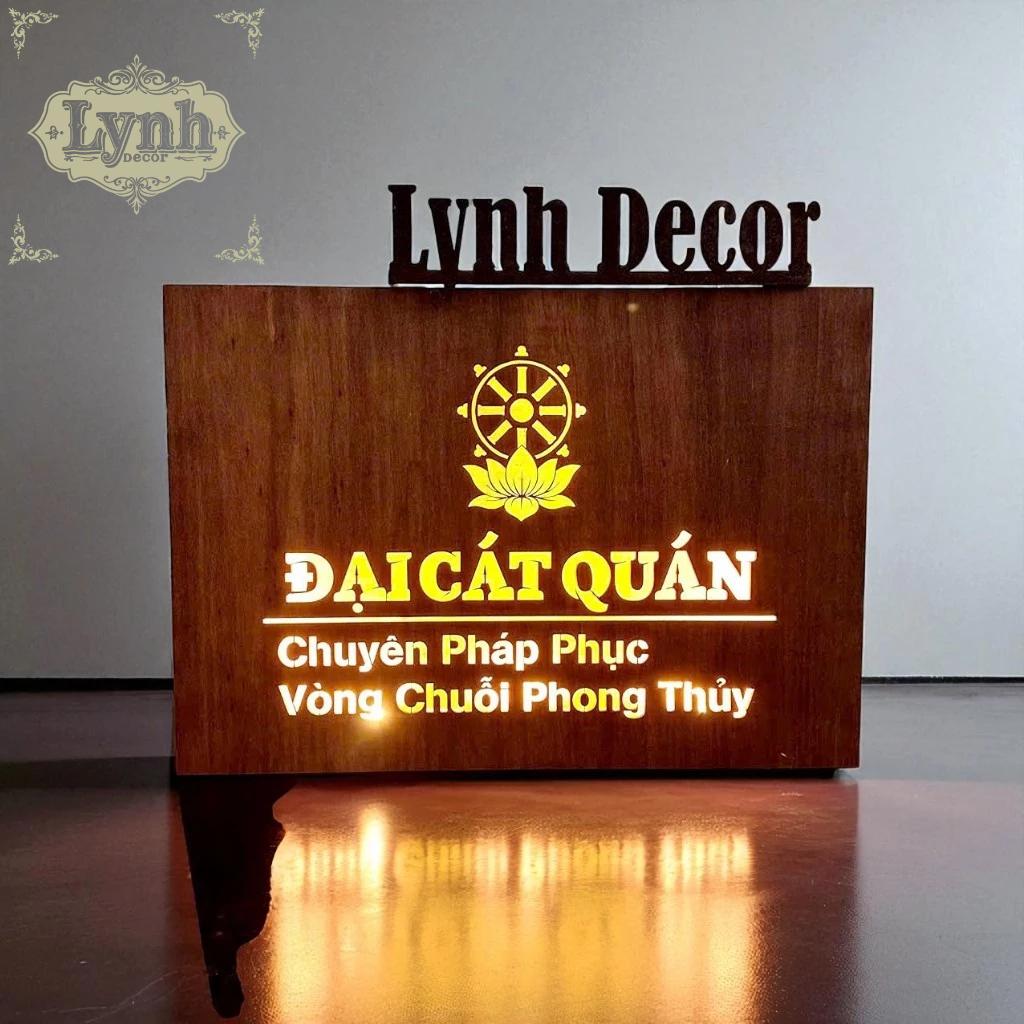 Bảng hiệu gỗ plywood đèn LED treo tường  - MIỄN PHÍ THIẾT KẾ IN MÀU THEO YÊU CẦU