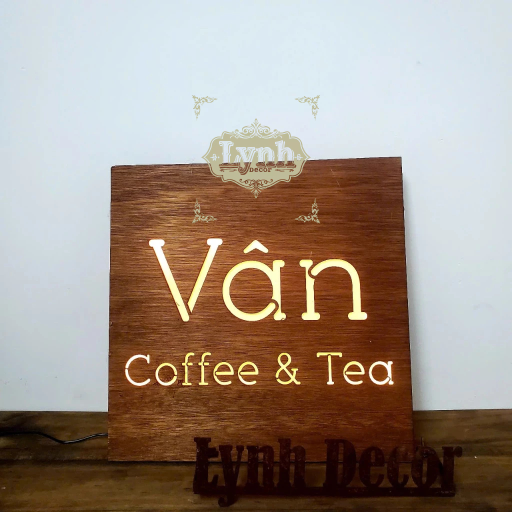 Bảng hiệu gỗ plywood đèn LED treo tường  - MIỄN PHÍ THIẾT KẾ IN MÀU THEO YÊU CẦU