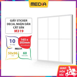 Decal Giấy Media M319 (50x96) Xấp 10 Tờ, Giấy Dán Ghi A5 Chú Sticker In Tem Nhãn Dán Decal Tomy