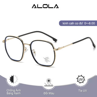 Mắt Kính Có Độ Nam Nữ ALOLA Kính Mát Kim Loại Chống Ánh Sáng Xanh Tia UV Đổi Màu Khi Ra Nắng