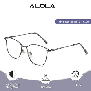 Gọng Kiếng Cận Nữ ALOLA Mặt Kính Mắt Mèo Kim Loại Chống Ánh Sáng Xanh Tia UV Đổi Màu Khi Ra Nắng