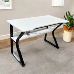 Bàn làm việc chân chữ K cong kèm kệ lửng, bàn gaming  chân sắt 25x50 sơn tĩnh điện chắc chắn | Nội Thất Văn Quyết — ảnh 4