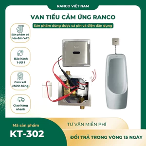 Bộ van xả nước bồn tiểu nam âm tường RANCO cảm ứng tự động tiện dụng cho nhà vệ sinh KT - 302