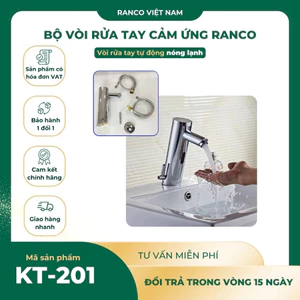 Bộ vòi chậu rửa tay cảm ứng nóng lạnh tự động,vòi rửa chén bát, vòi lavabo đồng mạ chrome KT - 201