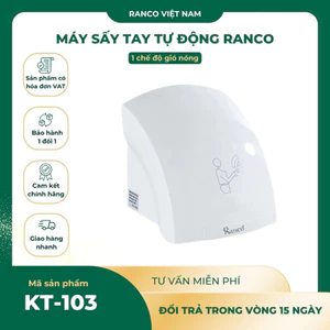 Máy sấy tay tự động cảm ứng thông minh RANCO có cảm biến hồng ngoại công suất 2000w KT - 103
