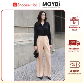 Quần culottes ống suông xếp ly cotton lạnh