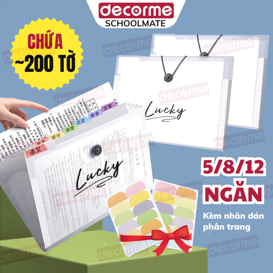 Túi đựng tài liệu nhiều ngăn lucky, file kẹp tài liệu, giấy tờ, lữu trữ ...