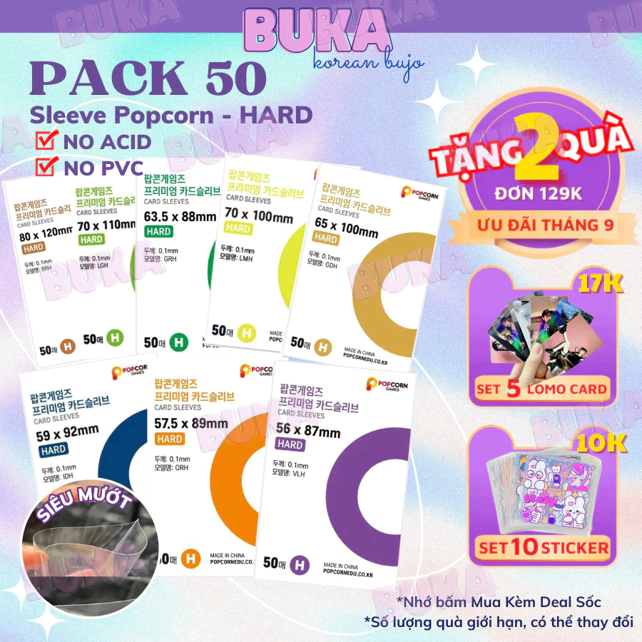 Bọc thẻ Sleeve Popcorn Buka sleeves bọc card siêu dày đựng card thần tượng thẻ bài bảo vệ card idol Kpop