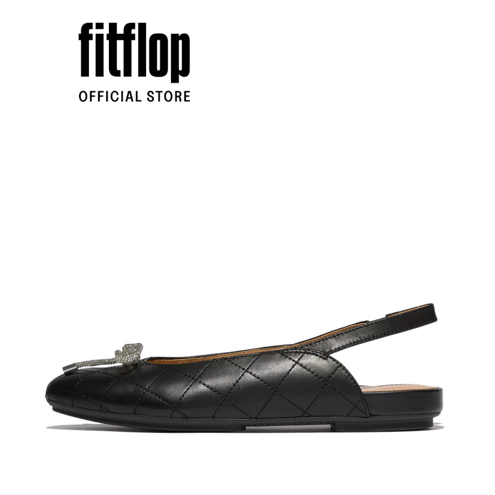 Giày Ballerina Nữ DELICATO CRYSTAL-BOW QUILTED-LEATHER SLINGBACKS E3G-001