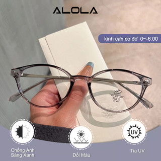 Kính Giả Cận Nữ ALOLA Kính Cận Gọng Mắt Mèo Chông Tia UV Ánh Sáng Xanh Kính Đổi Màu Khi Ra Nắng