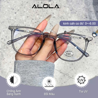 Kính Cận Gọng Nam Nữ ALOLA Mặt Kính Vuông Chông Tia UV Ánh Sáng Xanh Đổi Màu Khi Ra Nắng Cao Cấp