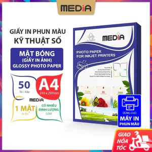 Giấy In Ảnh Media 1 Mặt Bóng A4 (21x30) 50 Tờ, Photo Paper Glossy Giấy Ảnh Media Giấy In Phun Màu