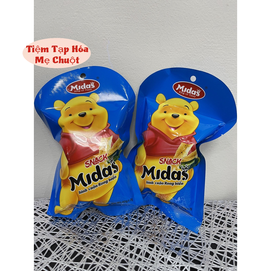 COMBO 10 gói MIDASS Gấu Pooh, Bim bim snack hình cuộn rong biển Midass ...