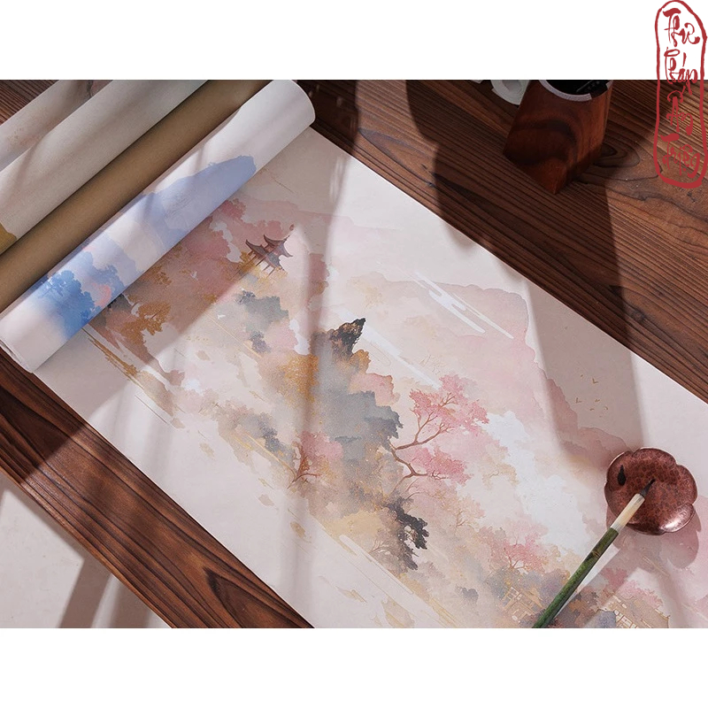 10m Giấy Xuyến Chỉ Phủ Sáp Sơn Thủy Như Mộng Kẻ Ô Luyện Viết Thư Pháp Hán Việt