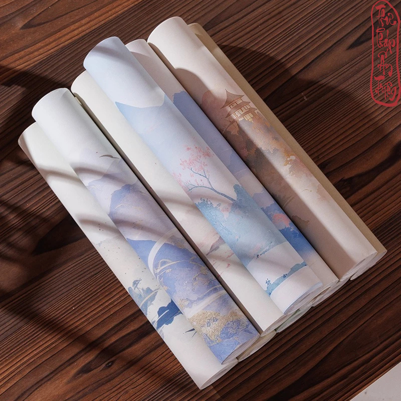 10m Giấy Xuyến Chỉ Phủ Sáp Sơn Thủy Như Mộng Kẻ Ô Luyện Viết Thư Pháp Hán Việt