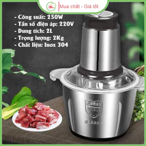 Máy xay thịt, máy xay sinh tố cối inox 4 lưỡi đa năng công suất 200W xay thịt, tỏi ớt, rau củ quả
