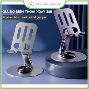 Giá đỡ điện thoại đế tròn xoay 360 độ tiện lợi bằng hợp kim nhôm gấp gọn