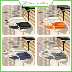 Set 10 móc nhựa hanger treo quần áo chống trượt xoay 360 đa năng chất nhựa cao cấp bền