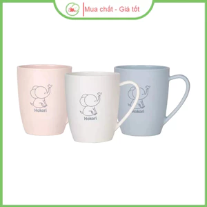 Ly Cốc nhựa Hokori Việt Nhật 400ml cao cấp - Cốc nhựa có quai cầm in hình chú voi dễ thương