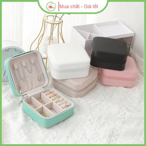 Hộp đựng trang sức mini nhiều ngăn Hộp nữ trang có khóa kéo màu sắc tinh tế hộp đựng trang sức du lịch