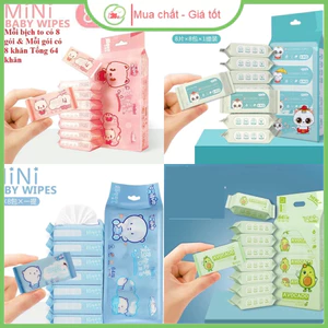 comno 8 gói khăn giấy ướt mini bỏ túi tiện dụng (8 tờ/ gói)