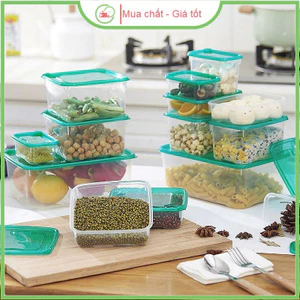 Bộ hộp đựng thực phẩm 17 món - Set 17 hộp nhựa tủ lạnh cao cấp bảo quản đồ ăn