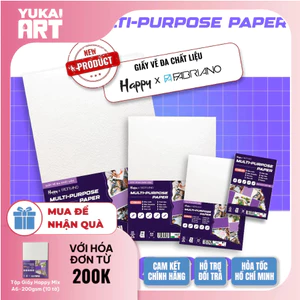 Giấy Vẽ Đa Chất Liệu Happy Multi-Purpose 200gsm Vẽ Màu Nước/Gouache/Chì Màu/Marker/Phấn Tiên/Sáp Dầu