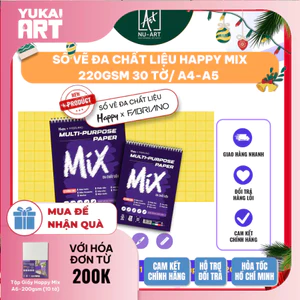Sổ Vẽ Lò Xo Đa Chất Liệu Happy Định Lượng 200gsm - 30 Tờ