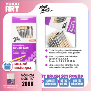 Bộ cọ mới Natural Hair Art Brush Set Round Discovery 13pc - nhiều đầu cọ khác nhau