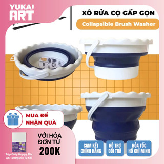 [Nu-Art HCM] Xô Rửa Cọ Gấp Gọn Mont Marte - Có Quay Xách và Giá Gác Cọ Dung Tích 2 Lít