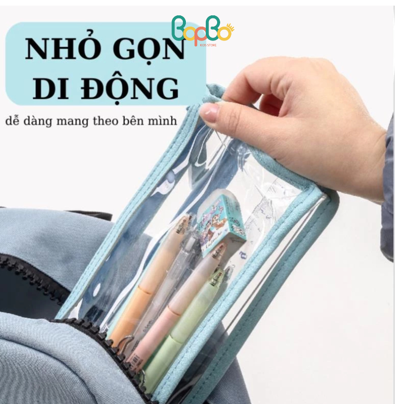 Hộp đựng bút trong suốt 2 ngăn - túi đựng bút học sinh cute - hộp bút cỡ lớn | BigBuy360 - bigbuy360.vn