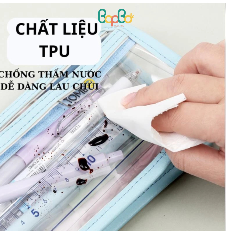 Hộp đựng bút trong suốt 2 ngăn - túi đựng bút học sinh cute - hộp bút cỡ lớn | BigBuy360 - bigbuy360.vn