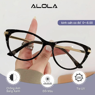 Gọng Kiếng Cận Nữ ALOLA Mặt Kính Mắt Mèo Chông Tia UV Ánh Sáng Xanh Đổi Màu Khi Ra Nắng Thời Trang