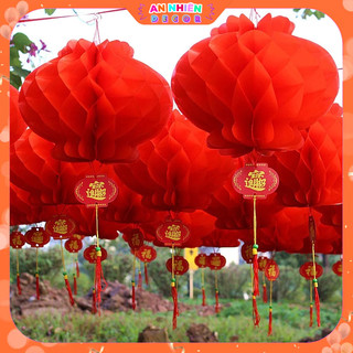 Combo 50-100 Đèn Lồng Nilon Đỏ Decor Tết 2026 – Đèn Lồng Chữ Phúc Đỏ Trang Trí Tết Bính Ngọ KTET