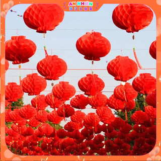 Combo 100 Đèn Lồng Đỏ Nilon Decor Tết Bính Ngọ 2026, Đèn Lồng Tổ Ong Treo Cây, Decor Nhà Cửa KTET