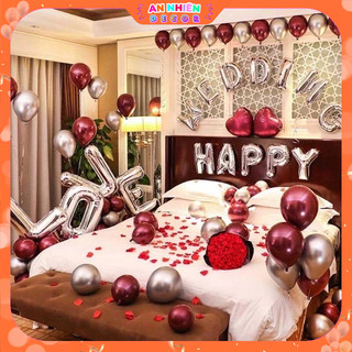 Set Trang Trí Phòng Cưới, Phòng Tân Hôn – Sang Trọng, Lãng Mạn, Kèm Bơm Tay, Băng Dính Và Hoa Hồng