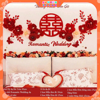 Combo Set Chữ Hỷ Dạ Đỏ, Set Decor Trang Trí Phòng Cưới, Phòng Tân Hôn Lãn Mạng, Sang Trọng