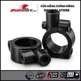 Cùm bắt chân gương xe máy, chân gương cnc loại 8mm 10mm cho ghi đông 22mm
