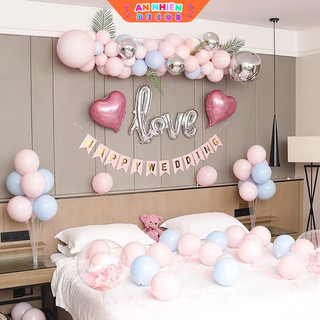 Set Bóng Happy Wedding Trang Trí Phòng Cưới Phòng Tân Hôn Siêu Đẹp HAPPY01 Tặng Kèm Bơm & Băng Dính
