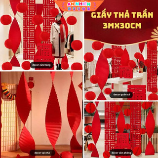 Giấy Thả Trần Đỏ Trang Trí 3x30cm – Decor Tết Nguyên Đán 2026 & Trang Trí Cưới Hỏi Sang Trọng