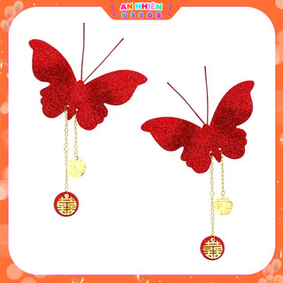 Cánh BB màu Đỏ chữ Hỷ kim tuyến óng ánh trang trí phòng cưới phòng khách phòng ngủ PKC6