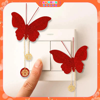 Cánh BB màu Đỏ chữ Hỷ kim tuyến óng ánh trang trí phòng cưới phòng khách phòng ngủ PKC6