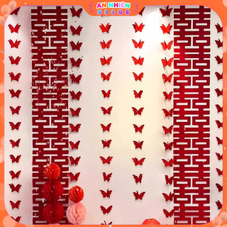 Dây Dạ Chữ Hỷ, Dây Hồ Điệp, Chữ Hỷ Dạ Trang Trí Đám Cưới, Tân Hôn, Phòng Cưới Mẫu Mới 2025 PKC6