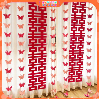 Dây Dạ Chữ Hỷ, Dây Hồ Điệp, Chữ Hỷ Dạ Trang Trí Đám Cưới, Tân Hôn, Phòng Cưới Mẫu Mới 2025 PKC6