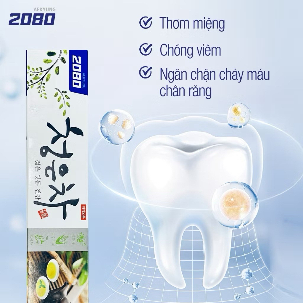 [Chính Hãng] kem đánh răng thơm miệng tinh chất thảo dược 2080 Cheong Eun Cha Cao Cấp Hàn Quốc 160g
