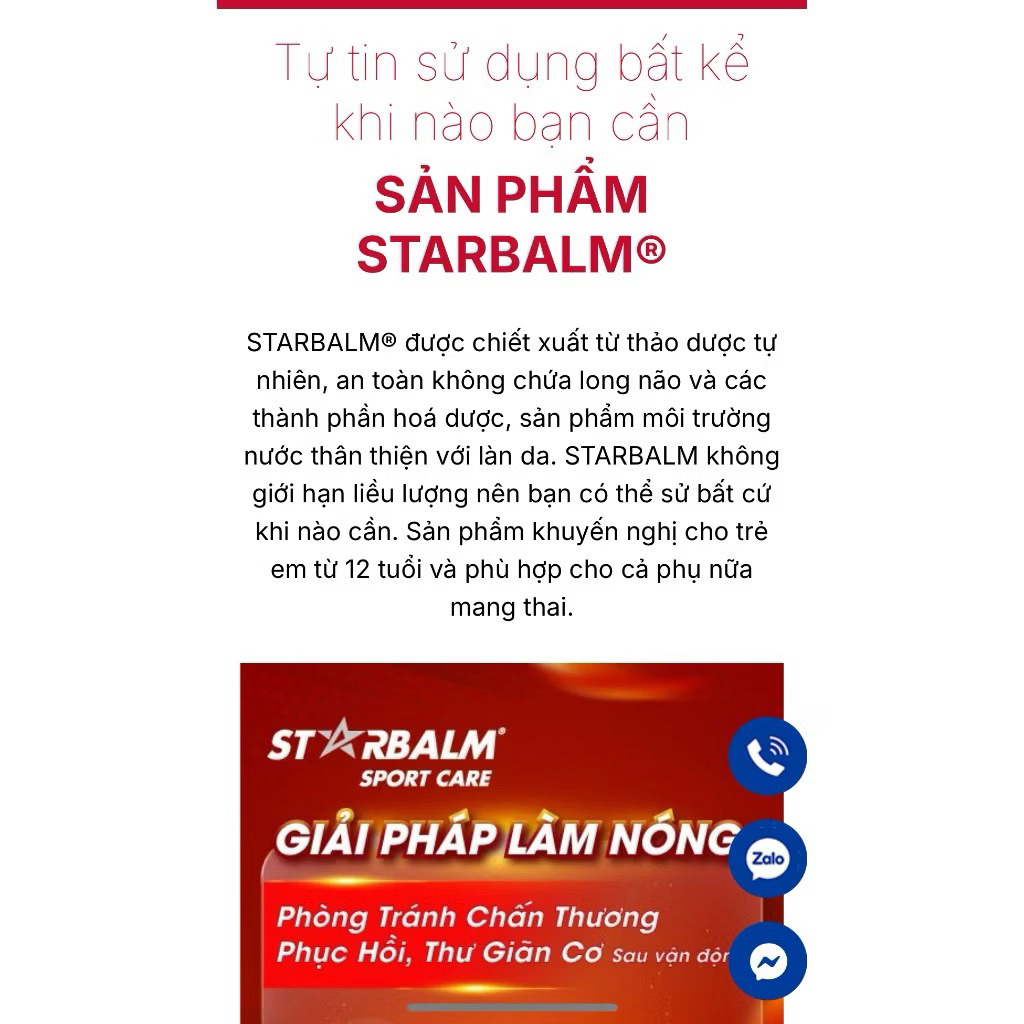 Dầu Cù Là Trắng Starbalm, Ấm Nóng Nhẹ, Thư Giãn Cơ, Tan Nhanh Vết Côn Trùng Cắn, Chống Lạnh Bụng Say Xe