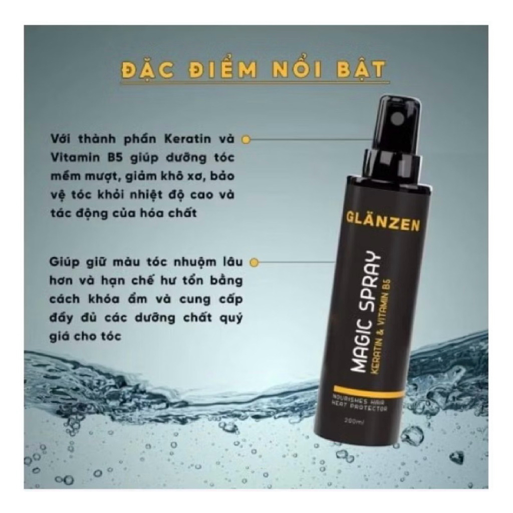 [Chính Hãng] Xịt dưỡng tóc GLANZEN MAGIC SPRAY 200ml Giảm rụng, Dưỡng tóc mềm mượt, Giảm khô xơ