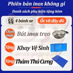 【Gập Gọn】Lồng Inox Cho Chó Cao Cấp 4 Bánh Xe 2 Cửa Trước + Cửa Nắp Trên Tặng Đế Nhựa Khay Vệ Sinh — ảnh 8
