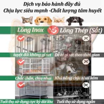【Gập Gọn】Lồng Inox Cho Chó Cao Cấp 4 Bánh Xe 2 Cửa Trước + Cửa Nắp Trên Tặng Đế Nhựa Khay Vệ Sinh — ảnh 4